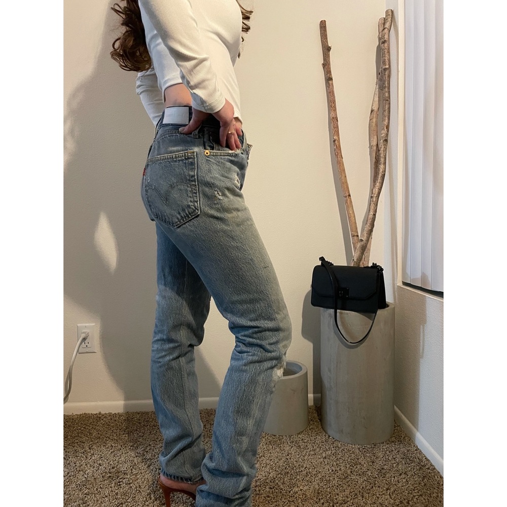 RE/DONE LEVIS SKINNY STRAIGHT DISTRESSED-Size 25